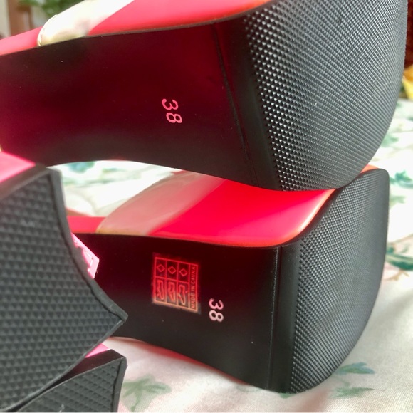 Mary Jane patent leather ankle strap platform chunky heel flame design - Picture 5 of 6